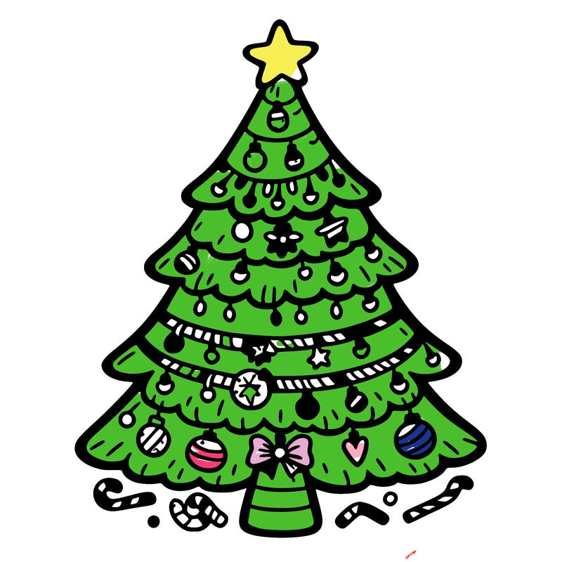 christmas tree with lots of details