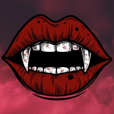 lips with vampire teeth