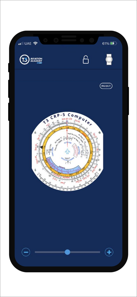 Interfaz del computador de vuelo digital CRP-5 en un smartphone