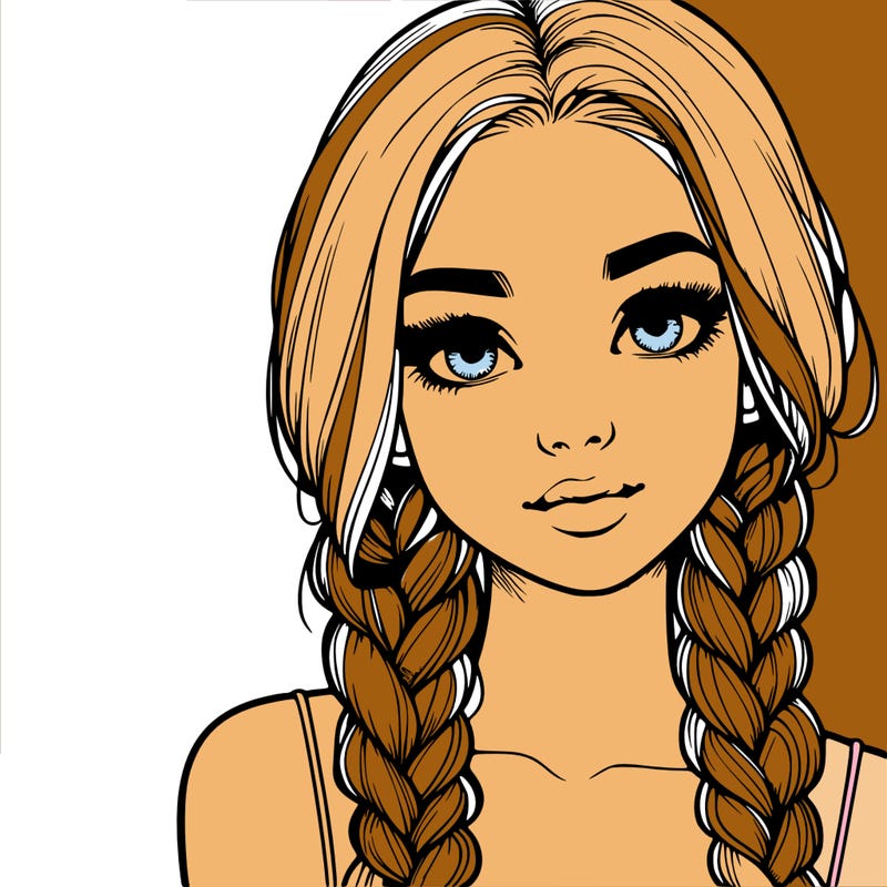 realistic girl with braids