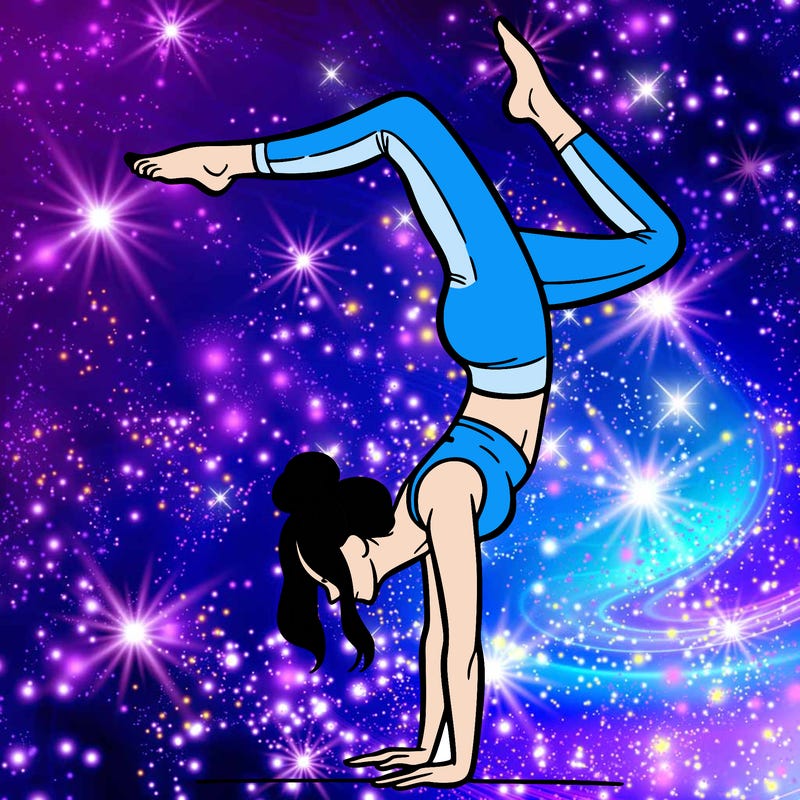 a woman doing a handstand