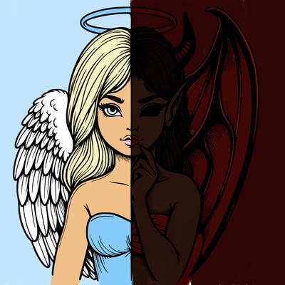 realistic angel half demon