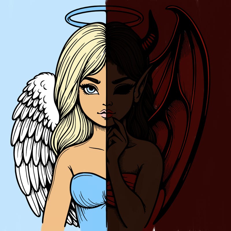 realistic angel half demon