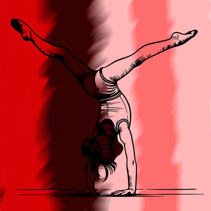 realistic gymnastic hand stand girl in four splits