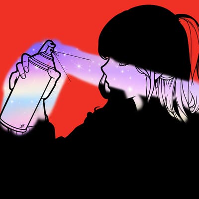 a realistic girl spray, painting