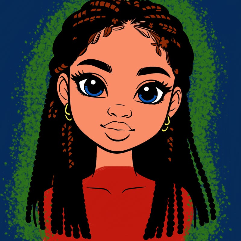 a realistic black girl with braids