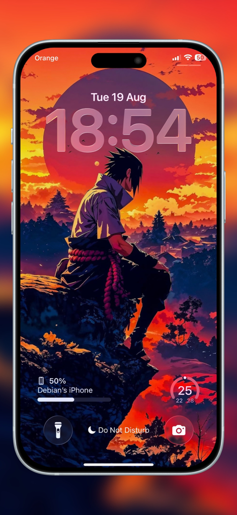 Top Anime Wallpaper - Live - Sasuke de Naruto sentado en un acantilado al atardecer como fondo de pantalla en vivo para iPhone