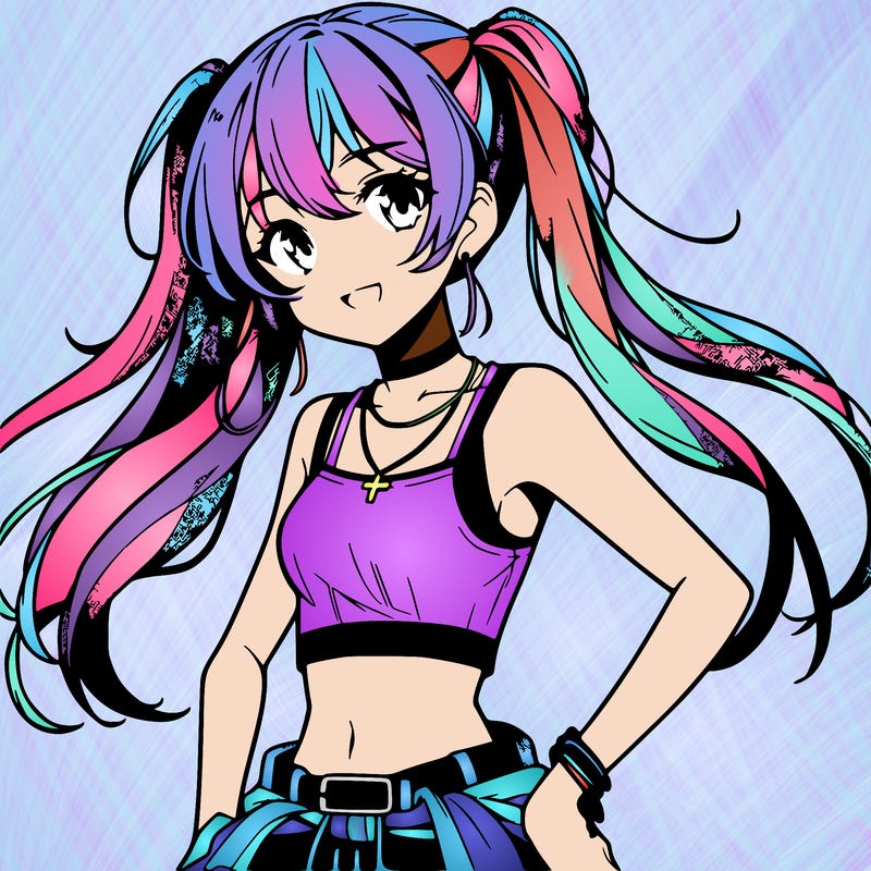 anime girl wearing crop top