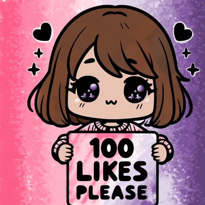 cute girl holding a sign saying 100 likes please