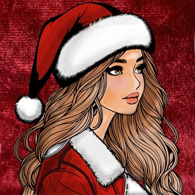 realistic girl in santa hat