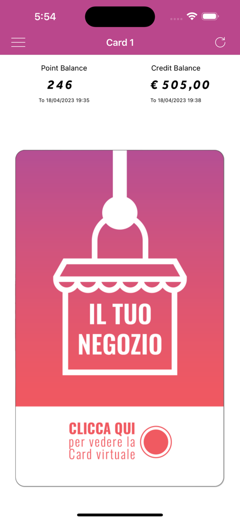 FidelityApp 대시보드는 포인트 잔액, 신용 잔액 및 가상 카드 액세스를 보여줍니다.