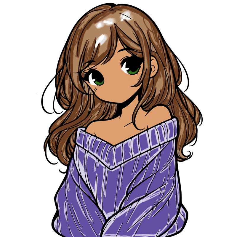 shy pretty girl wearing a sweater that is falling off one shoulder portrait