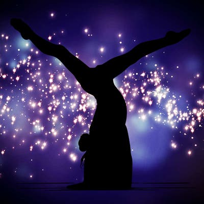 realistic gymnastic hand stand girl in four splits