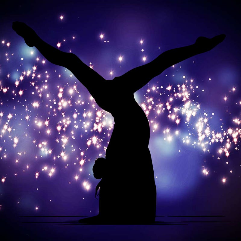 realistic gymnastic hand stand girl in four splits