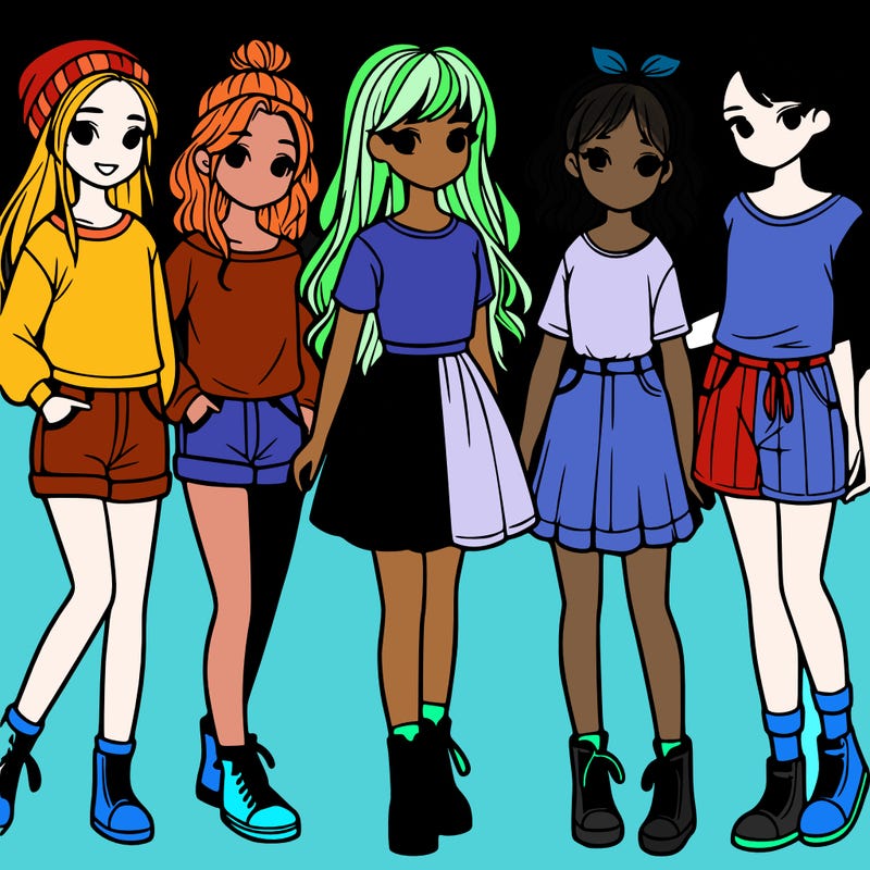 a group of five girls