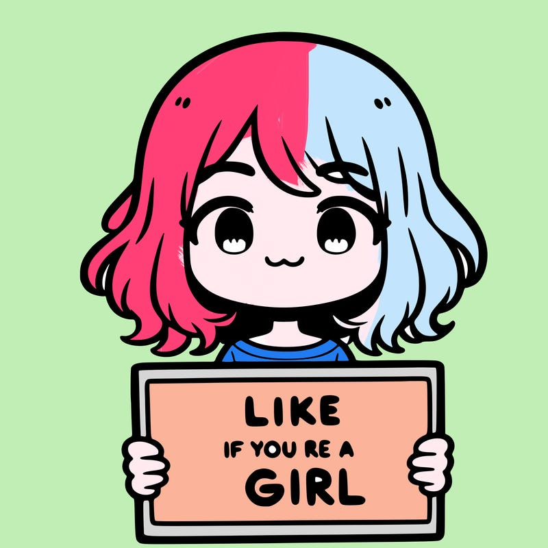 a cute girl holding a sign that says like if you’re a girl