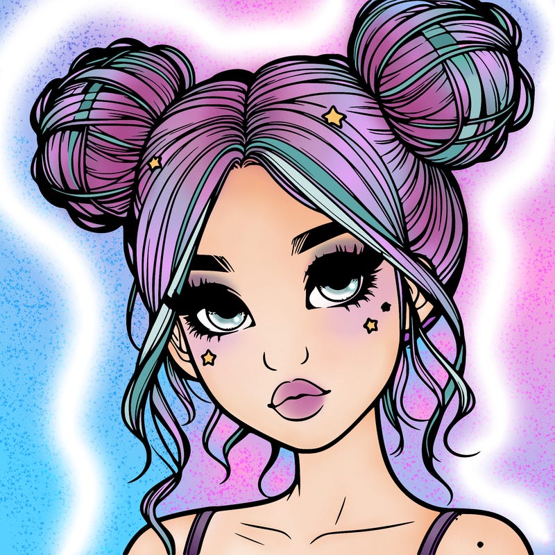 realistic girl with space buns