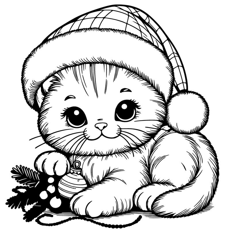 realistic christmas kitten