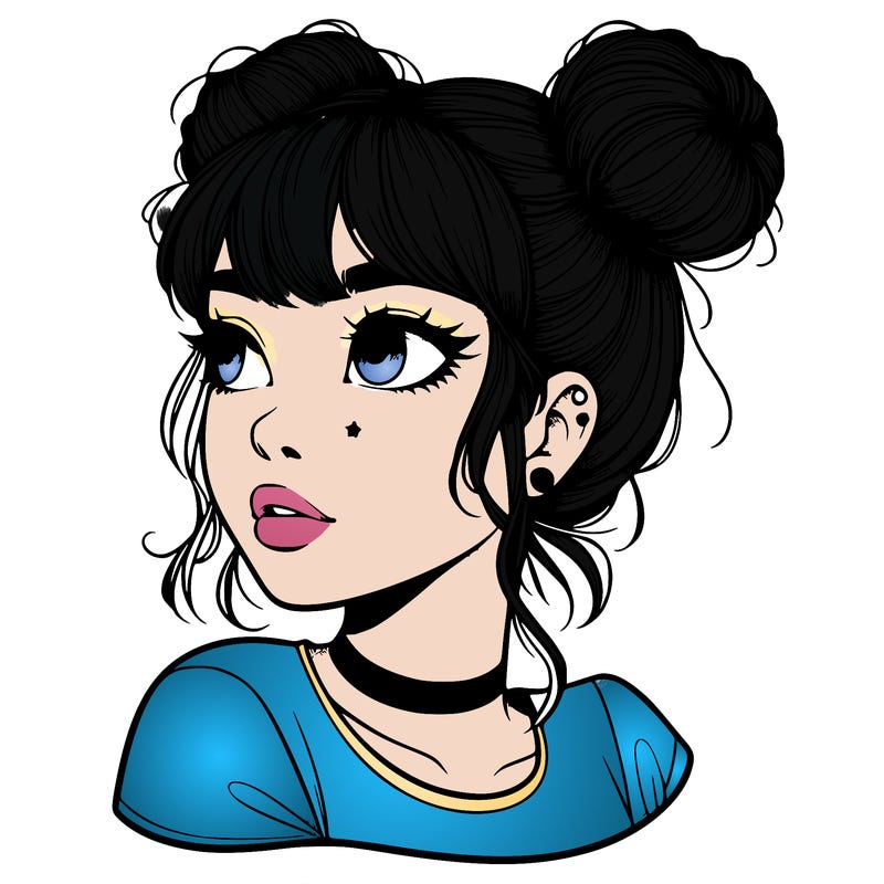 realistic girl with spacebuns