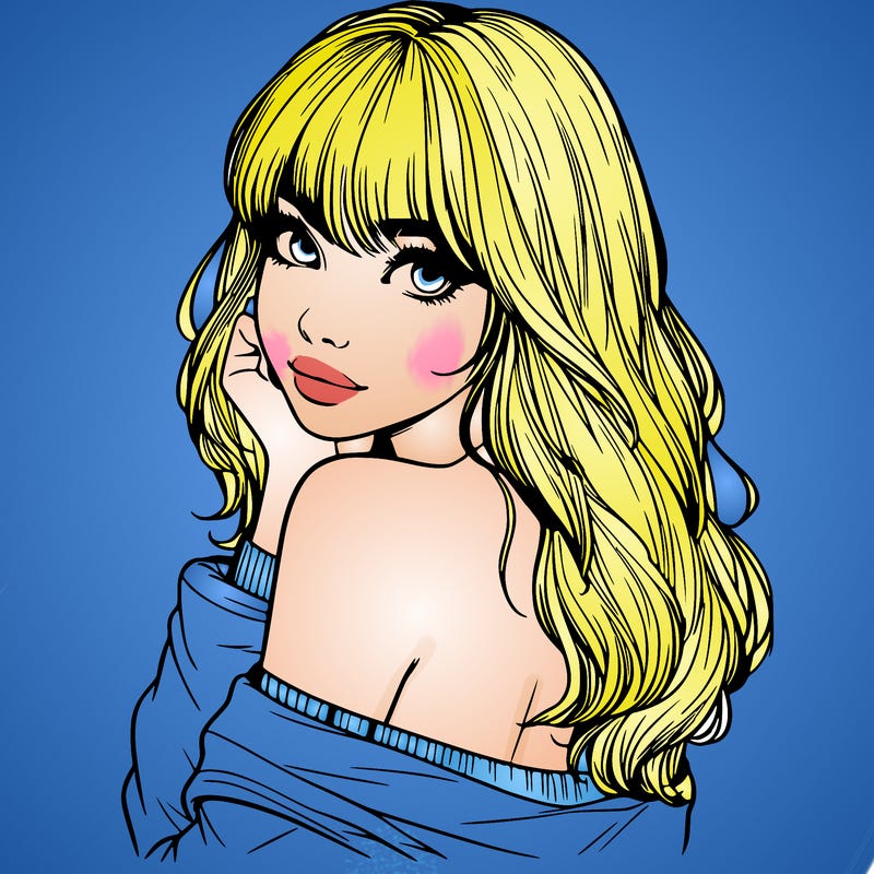 realistic girl with bangs looking over her shoulder