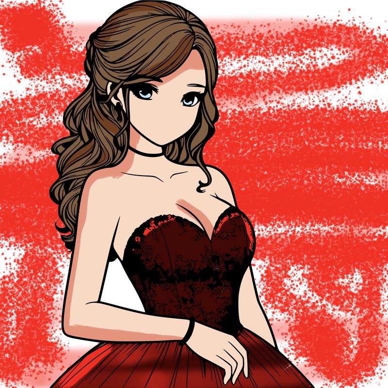 realistic girl in prom dress