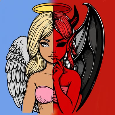 realistic angel half demon