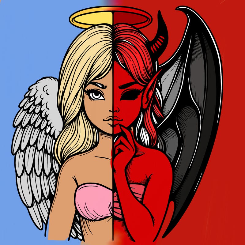 realistic angel half demon