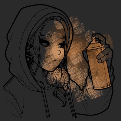 a realistic girl, spray painting