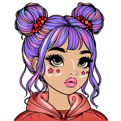 realistic girl with space buns