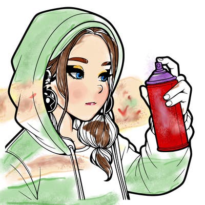 a realistic girl, spray painting