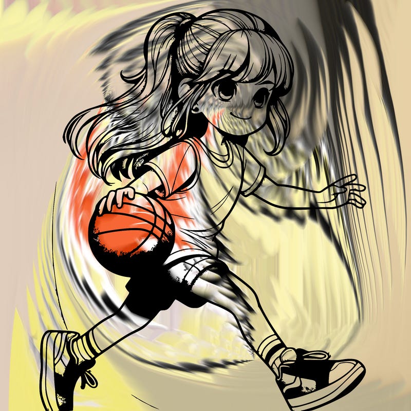 realistic girl playing basketball