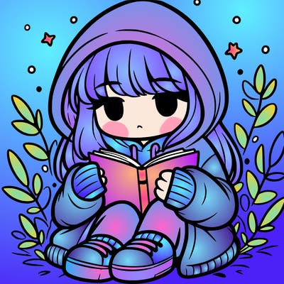 girl in oversized hoodie reading a book
