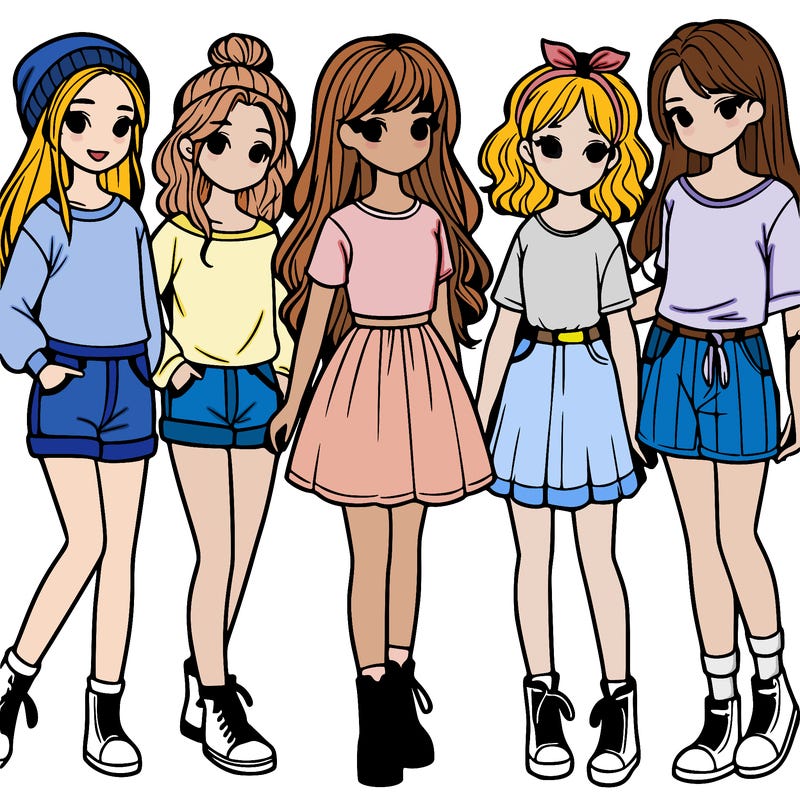 a group of five girls