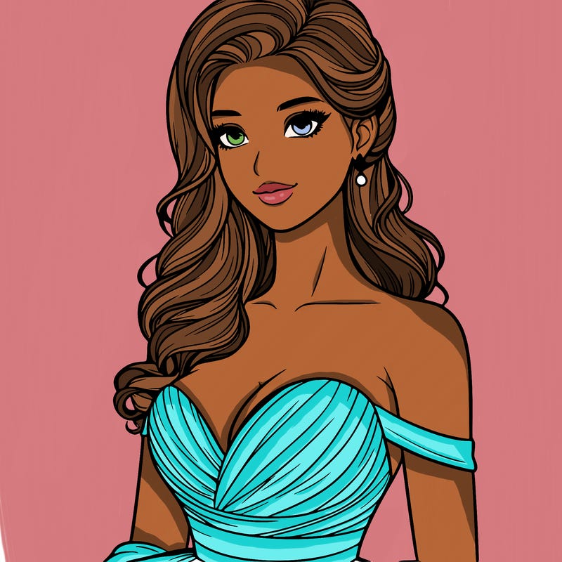 realistic woman in a beautiful dress