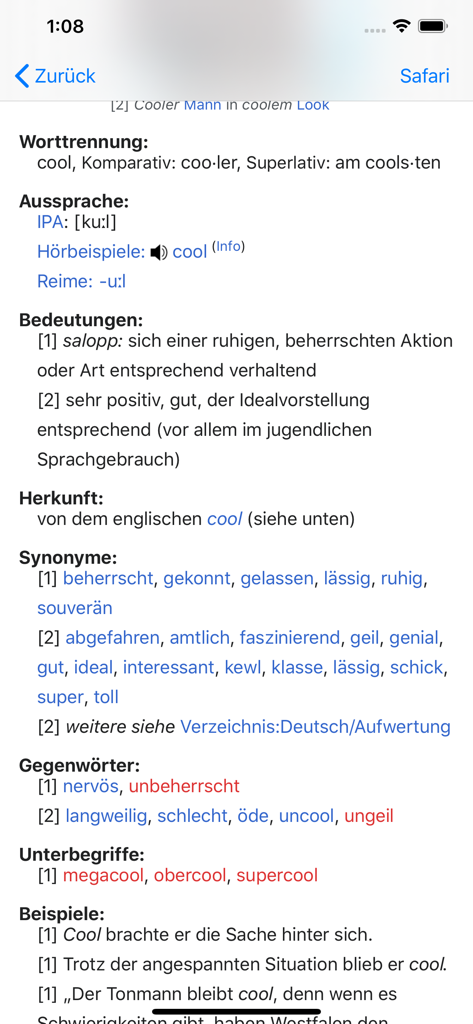 Reimmaschine - Detalhes de palavras e sinônimos em alemão dentro do aplicativo Reimmaschine