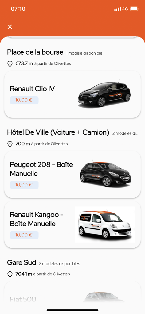 marguerite Autopartage Nantes - List of available cars and stations in the Marguerite car sharing mobile app in Nantes