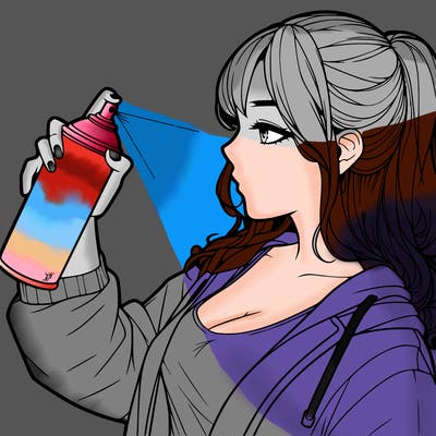 a realistic girl spray, painting