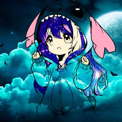 anime girl in a stitch onsie