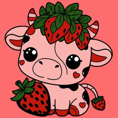 cute strawberry cow