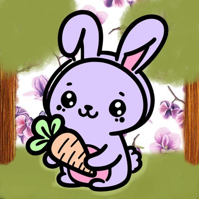 cute easter bunny holding a carrot
