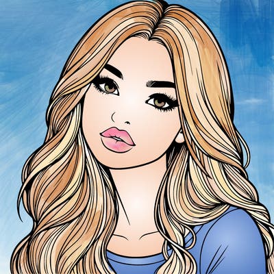 realistic girl with hair on her hair and lips