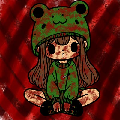a girl wearing a frog hat and some frog socks