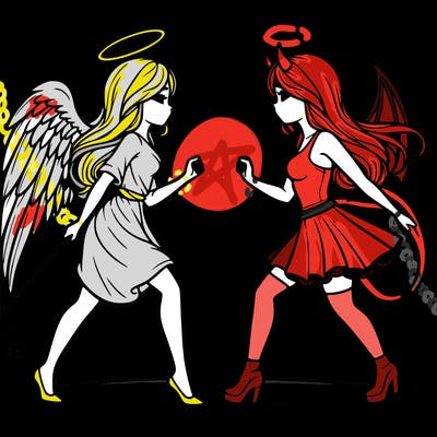 angel vs devil girl realistic
