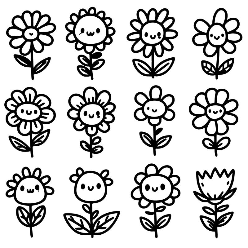 easy drawing of flowers cute