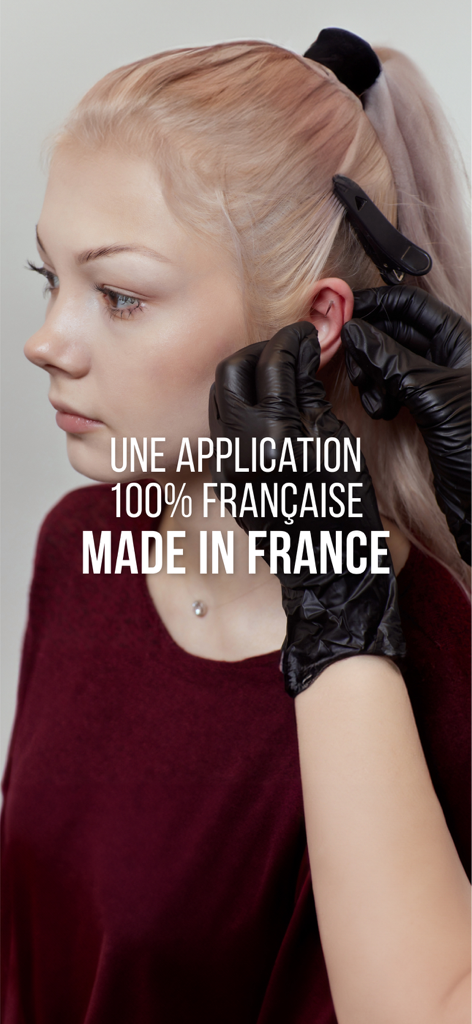 Tattoomorrow - Professional piercer performing an ear piercing with Made in France text overlay