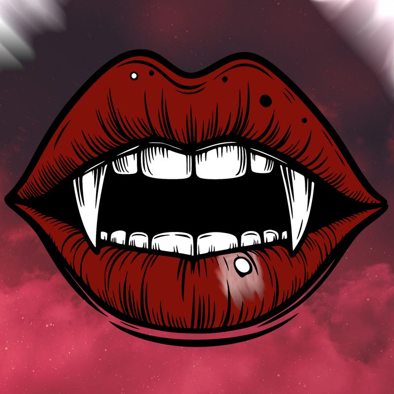 lips with vampire teeth