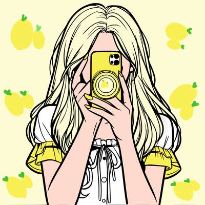 a realistic girl holding her phone taking pictures