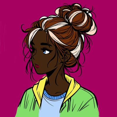 realistic teenage girl with a messy bun