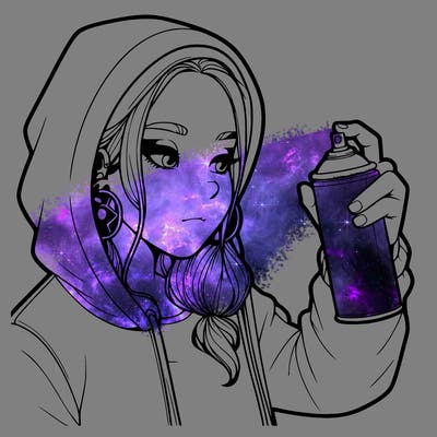 a realistic girl, spray painting