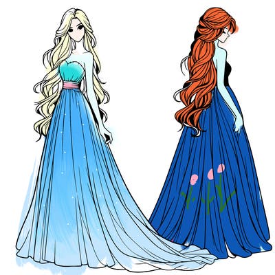 realistic woman with long flowing dress